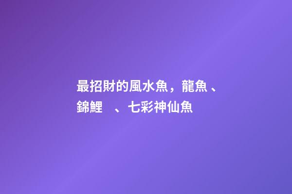 最招財的風水魚，龍魚、錦鯉、七彩神仙魚